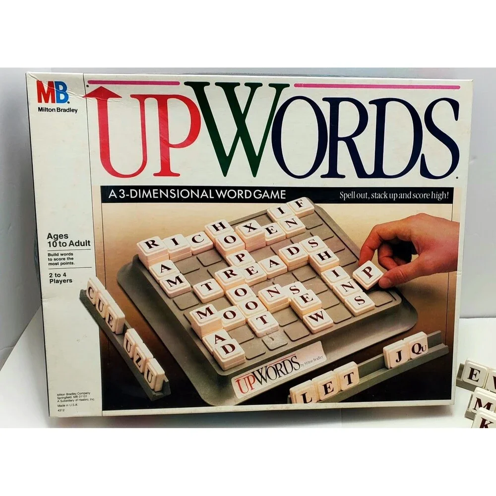 UPWORDS Vintage 1988 Word Strategy Board Game Classic Stackable Family Fun Retro